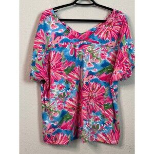 Floral Abstract Colorful Short Sleeve Top‎